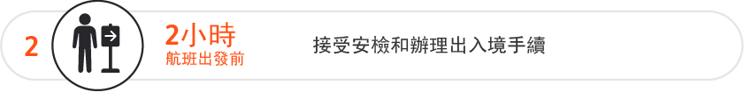 在航班出發前 2 小時接受安檢和辦理出入境手續