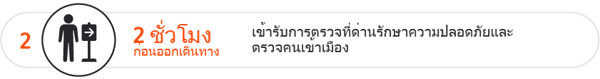 เข้ารับการตรวจที่ด่านตรวจรักษาความปลอดภัยและด่านตรวจคนเข้าเมืองล่วงหน้า 2 ชั่วโมงก่อนถึงเวลาออกเดินทาง